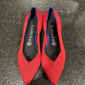 NEW Rothy’s red pointed toe flats - 7.5 - fit 6.5/7